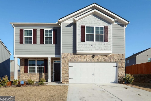 craftsman house featuring a garage