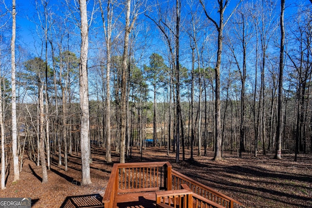 49 Post Oak Dr, Lagrange, GA 30240 - view of yard with a wooded view and a deck