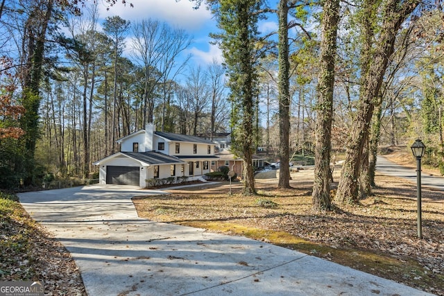 view of front of house with a garage