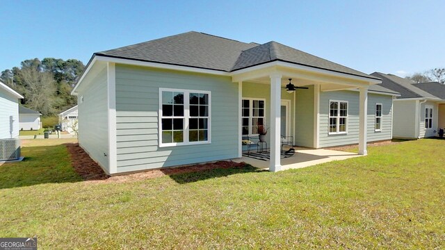 1013 Syrup Mill Creek Ln, Cairo, GA 39828 - rear view of house with a yard, cooling unit, a patio, and ceiling fan