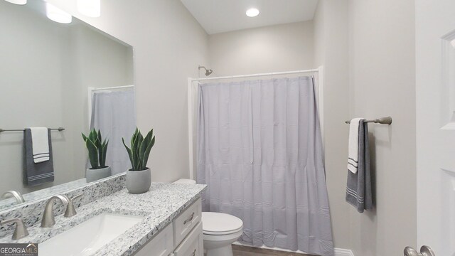 1013 Syrup Mill Creek Ln, Cairo, GA 39828 - bathroom featuring vanity, a shower with shower curtain, and toilet