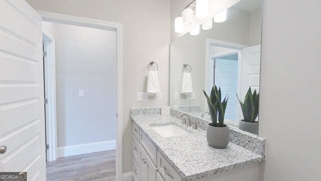 1013 Syrup Mill Creek Ln, Cairo, GA 39828 - bathroom with vanity, wood finished floors, and baseboards