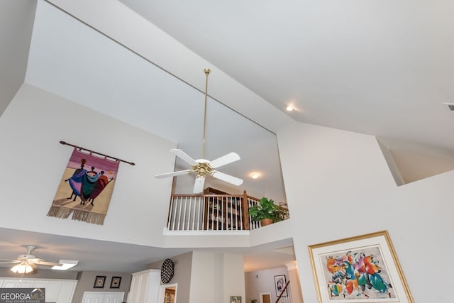 interior details featuring ceiling fan