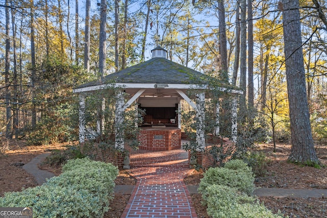 view of outdoor structure featuring a gazebo