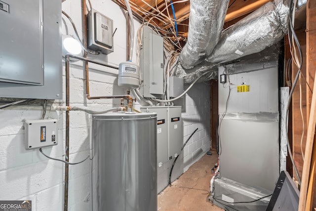 utilities with electric panel and water heater