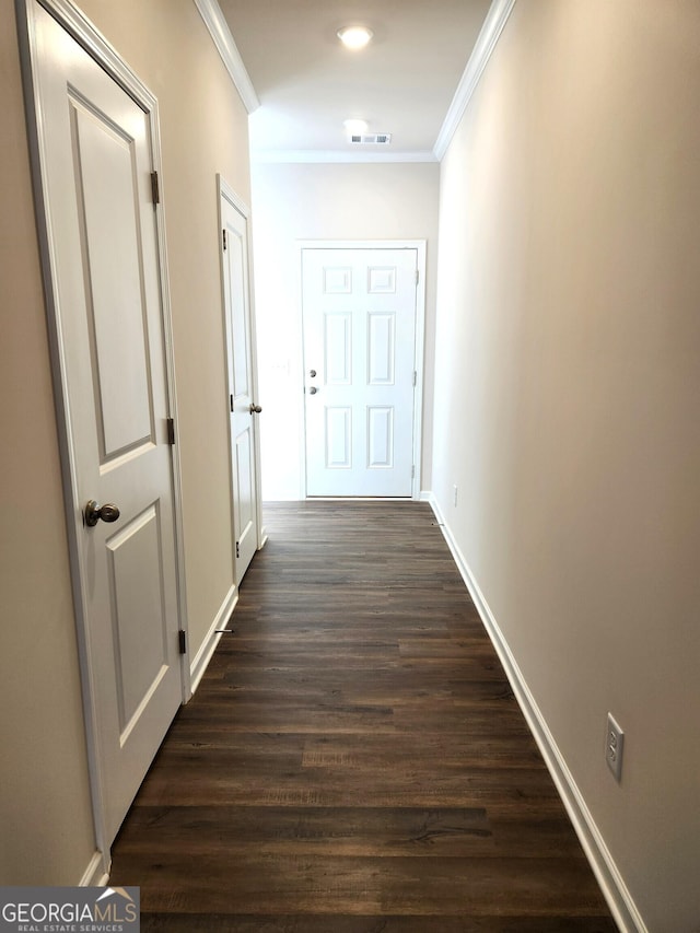 28 Russet Way Lot 60, Newnan, GA 30263 - corridor featuring crown molding, dark wood-type flooring, and baseboards