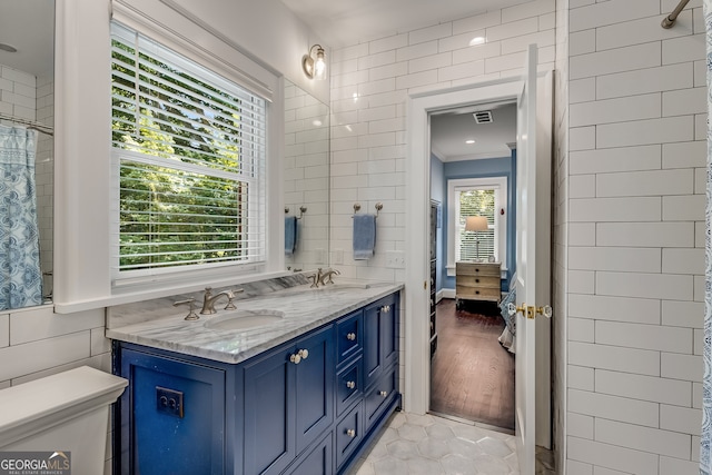 bathroom with vanity and tile patterned floors