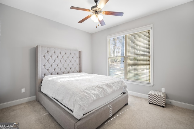 bedroom featuring carpet floors and ceiling fan