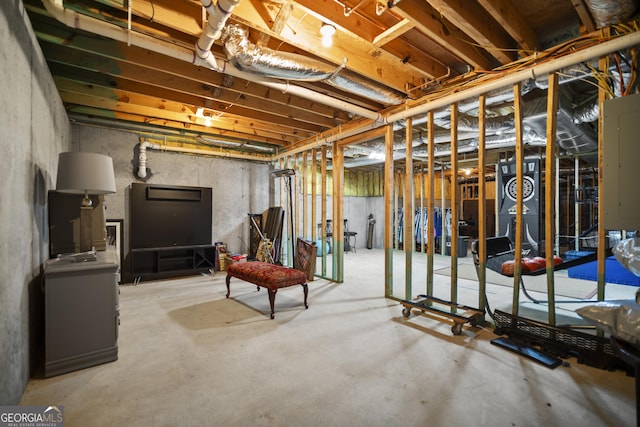 basement with electric panel