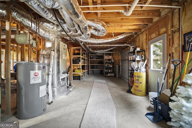 basement with water heater