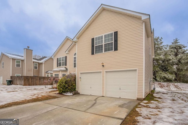 exterior space featuring a garage