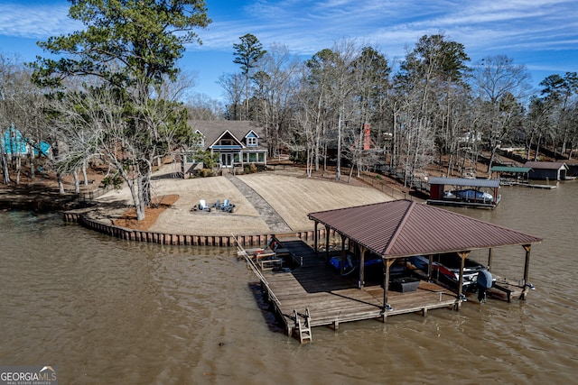 view of dock featuring a water view