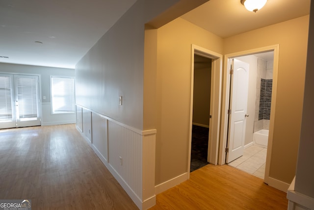 hall featuring light hardwood / wood-style floors