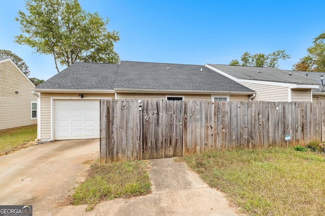 exterior space featuring a garage