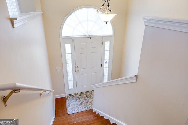 foyer entrance featuring hardwood / wood-style flooring