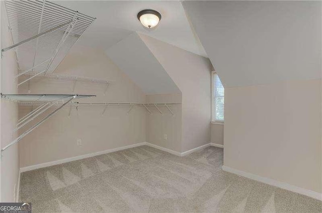 spacious closet with light colored carpet