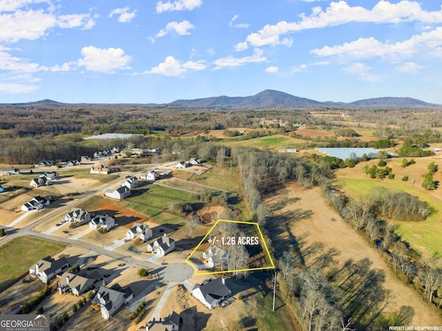 drone / aerial view with a mountain view