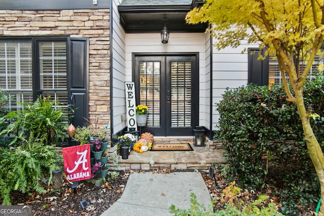 doorway to property with french doors