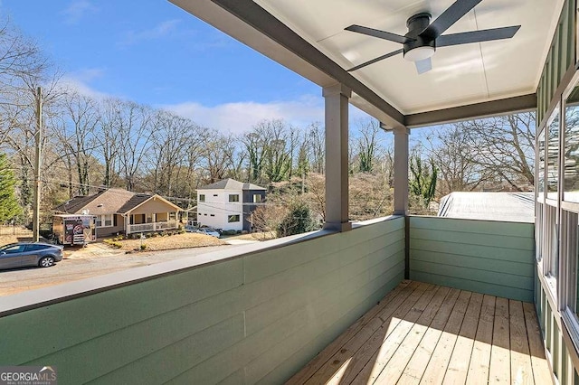 balcony with ceiling fan