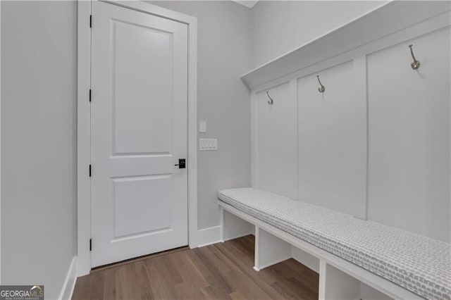 mudroom with hardwood / wood-style flooring