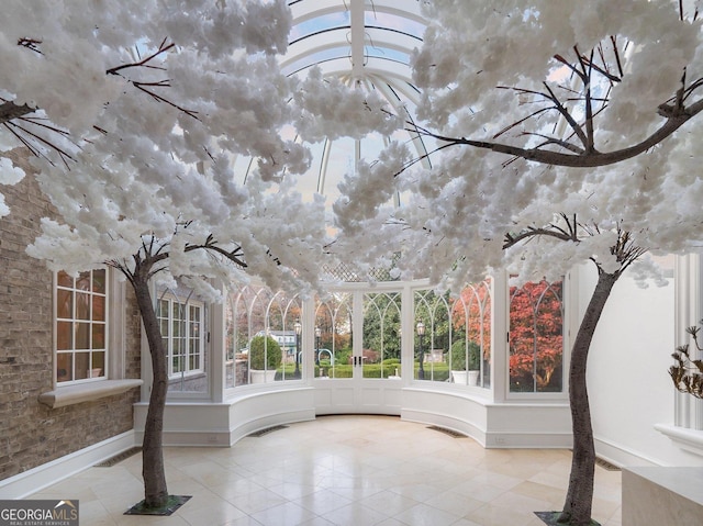 view of unfurnished sunroom