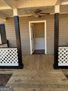 view of patio / terrace with ceiling fan