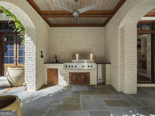 4345 Mount Paran Pkwy NW, Atlanta, GA 30327 - view of patio / terrace featuring an outdoor kitchen, french doors, a sink, and area for grilling