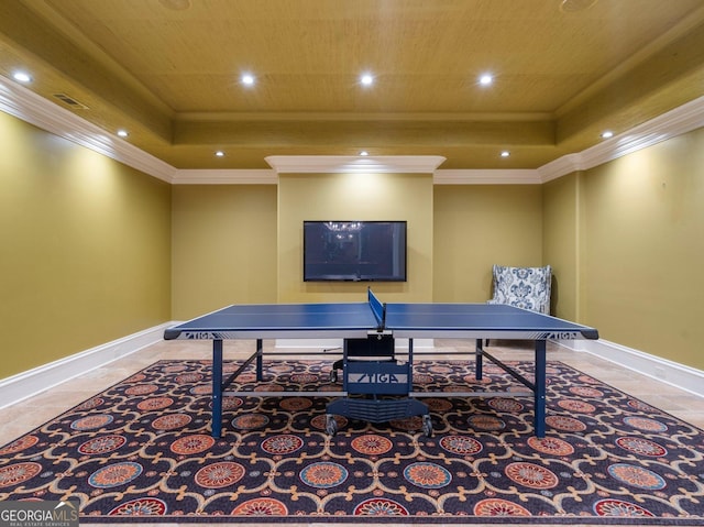 4345 Mount Paran Pkwy NW, Atlanta, GA 30327 - office space featuring a raised ceiling, crown molding, recessed lighting, baseboards, and tile patterned flooring