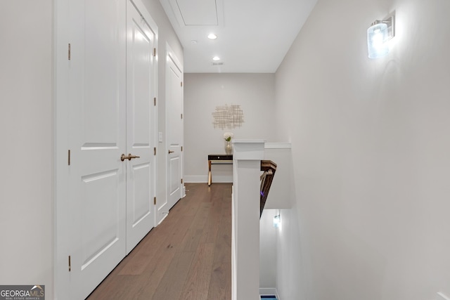 corridor featuring hardwood / wood-style flooring