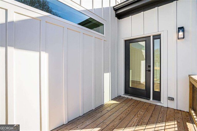 entrance to property with board and batten siding