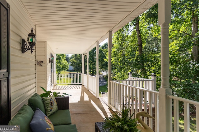 view of patio featuring covered porch