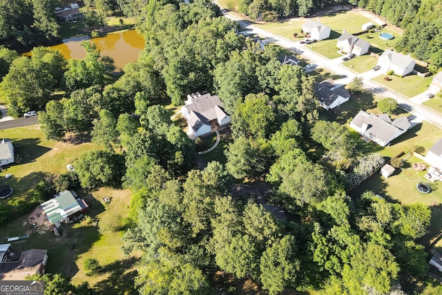 bird's eye view featuring a water view