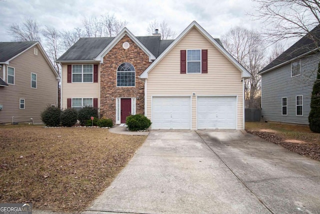 view of front property with a garage