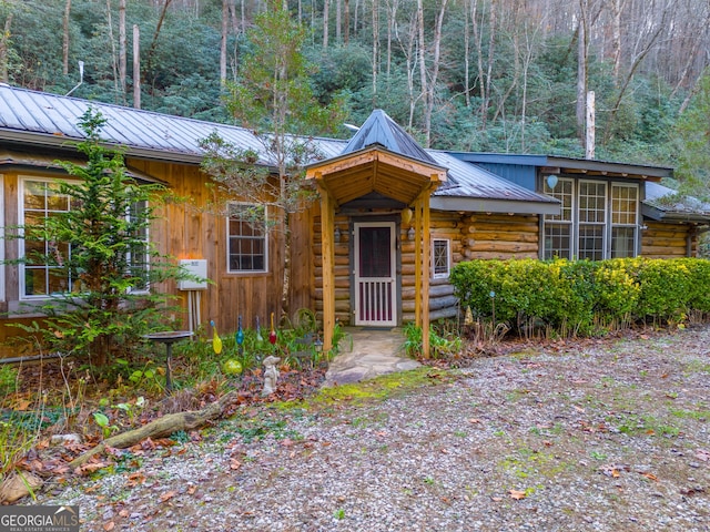 view of log home