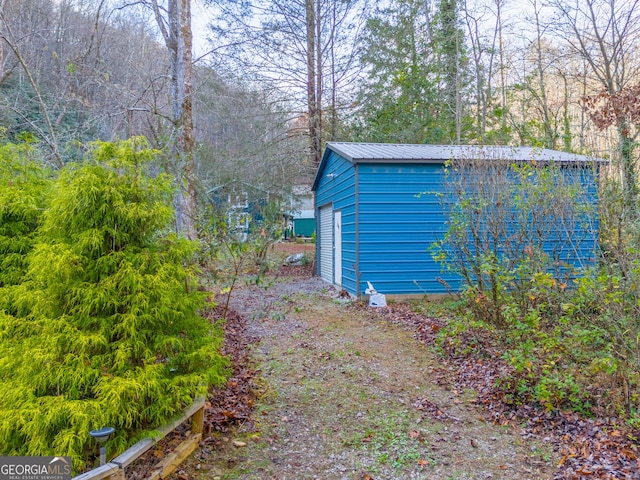 exterior space with a garage