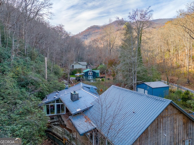 aerial view featuring a mountain view