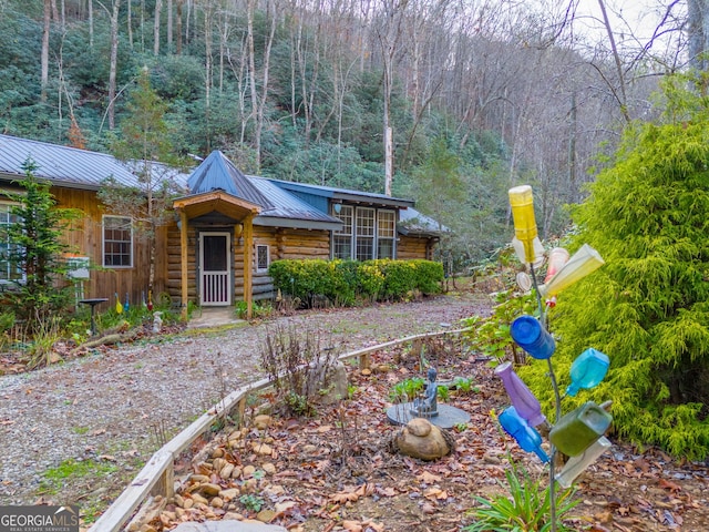 view of log home