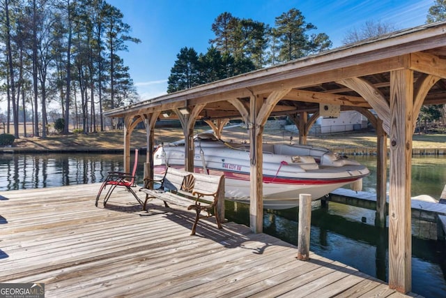 view of dock featuring a water view