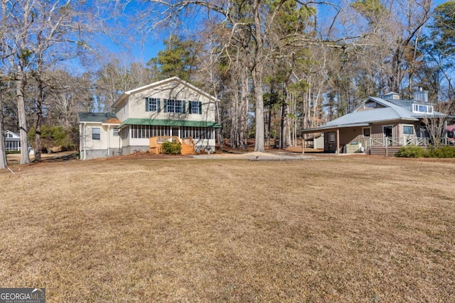 view of yard featuring a porch