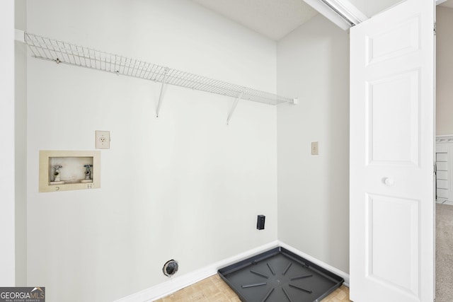 laundry area with electric dryer hookup and hookup for a washing machine