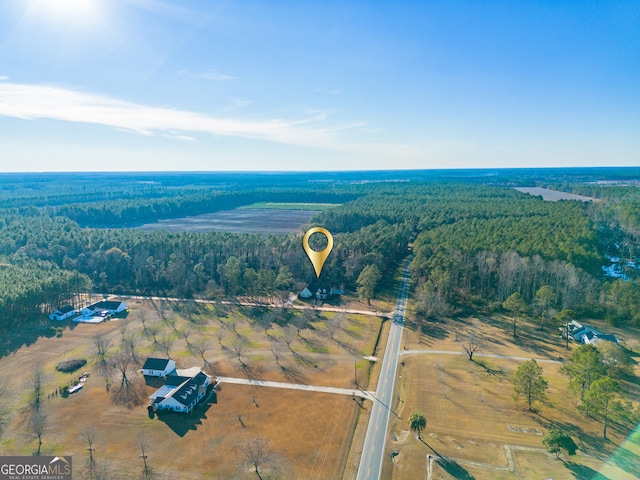 aerial view featuring a rural view