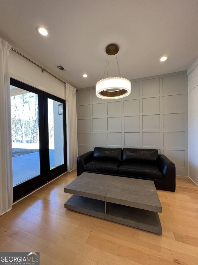 living room featuring light hardwood / wood-style floors