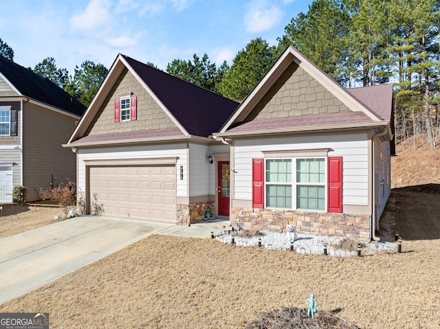 craftsman inspired home with a garage