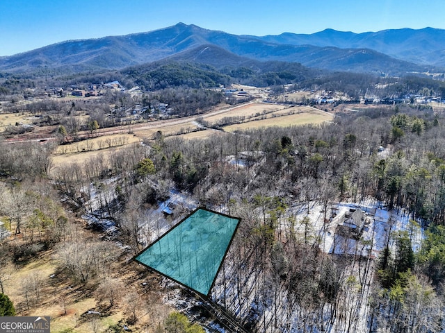 aerial view with a mountain view