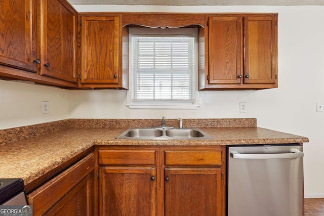 kitchen with stainless steel dishwasher and sink