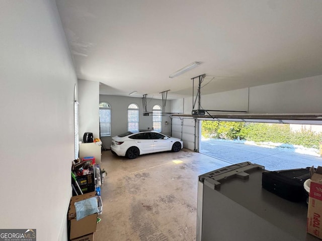 garage with a garage door opener