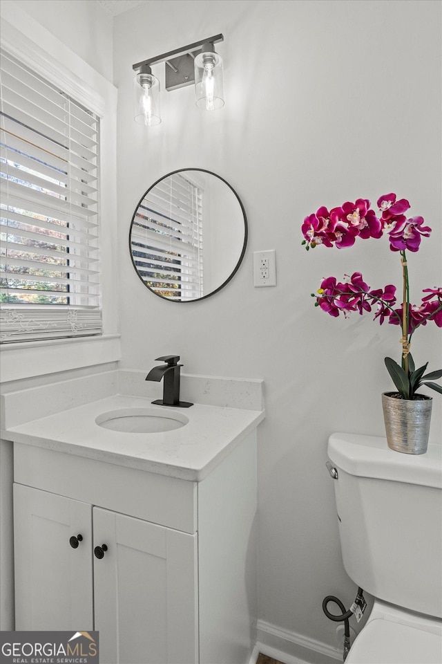 bathroom with toilet and vanity