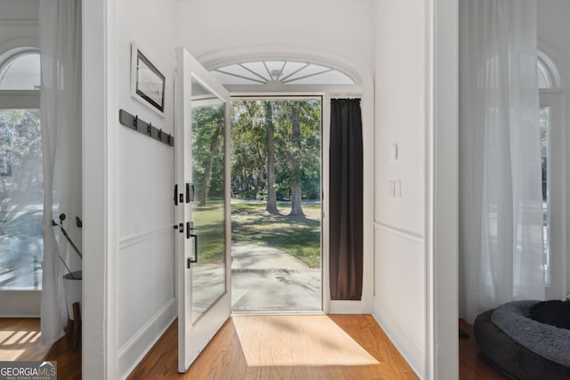 entrance foyer featuring light wood-type flooring