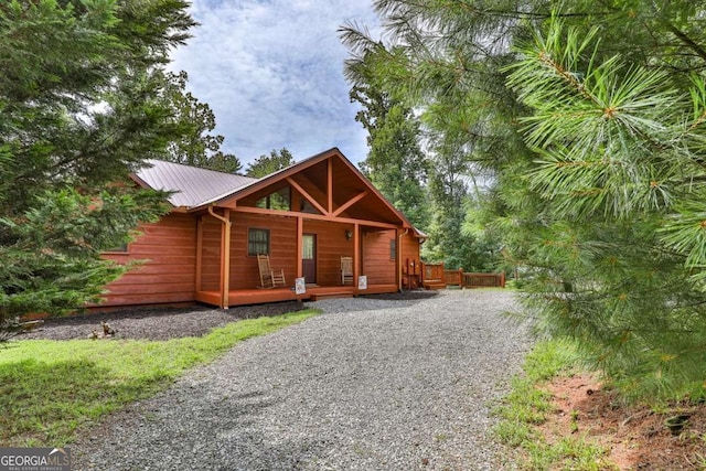 view of log home