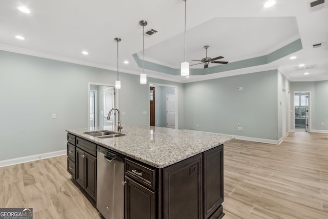 kitchen featuring dark brown cabinetry, tasteful backsplash, appliances with stainless steel finishes, baseboards, and ornamental molding